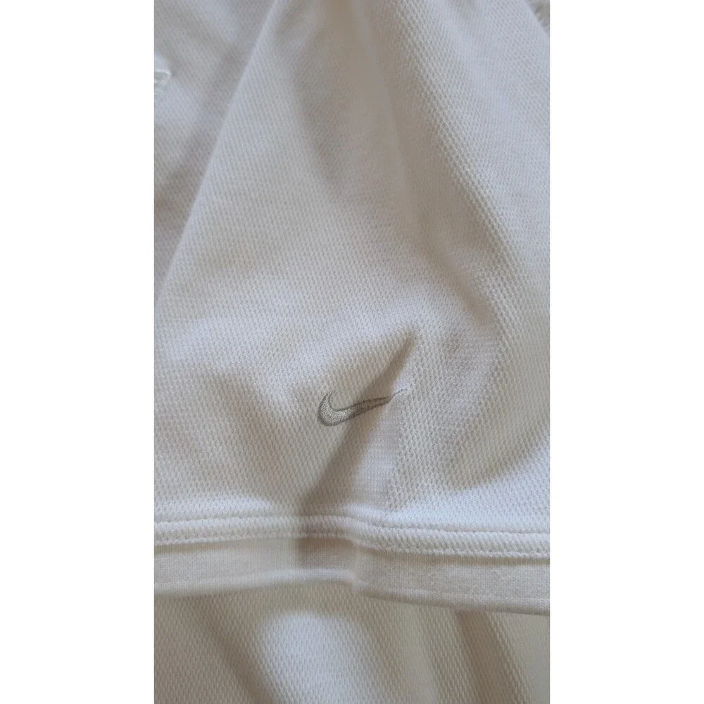 Vintage Nike Golf Mens L White Dri-Fit Polo Shirt Golf Flag Embroidered